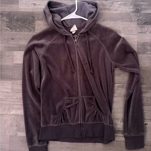 Grey Velour Hoodie